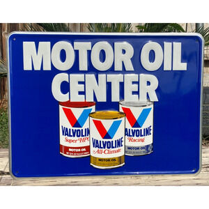 NOS 1984 Valvoline Motor Oil Center Metal Sign 24" x 18" Embossed Original 45B